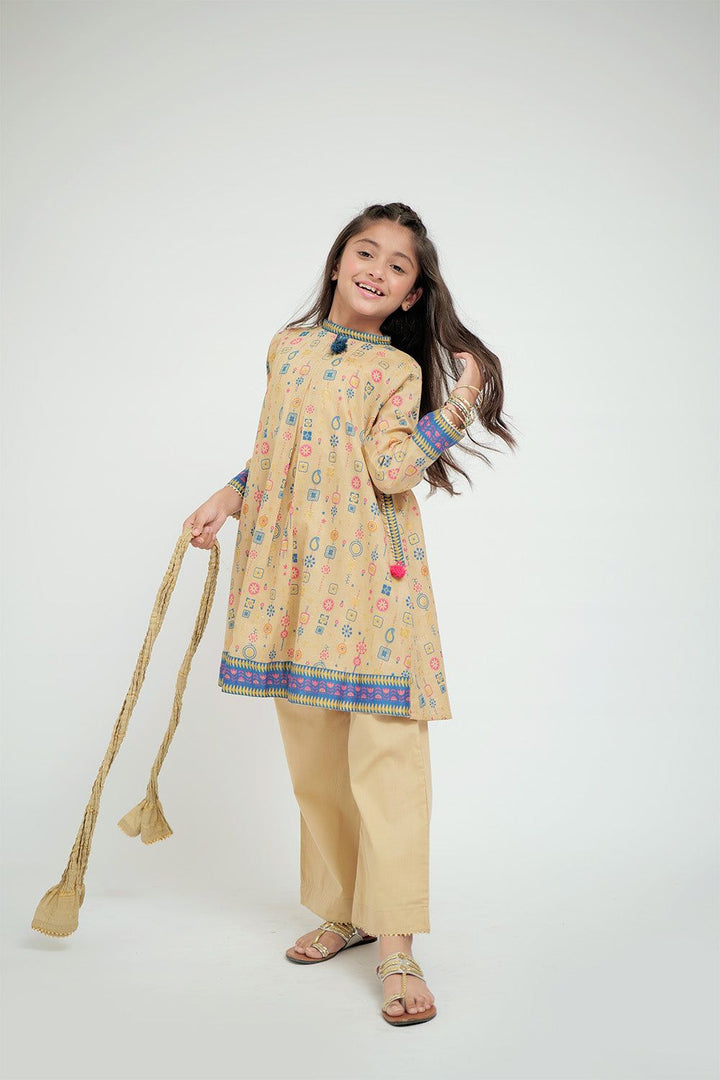 Cotton Gold Print Lawn Fawn Stitched Suit - Senorita
