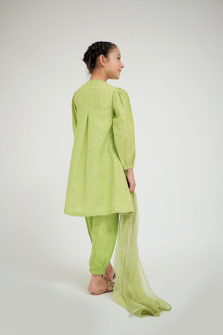 Viscose Jacquard Flament Parrot Green Stitched Suit - Senorita