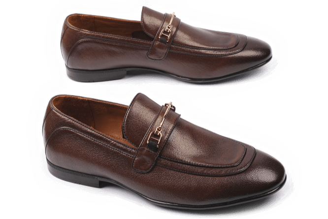 Leather Formal Brown Shoes - Logo