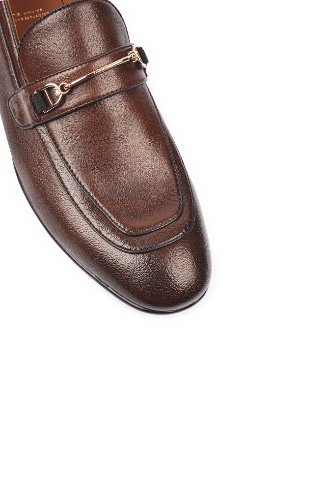 Leather Formal Brown Shoes - Logo