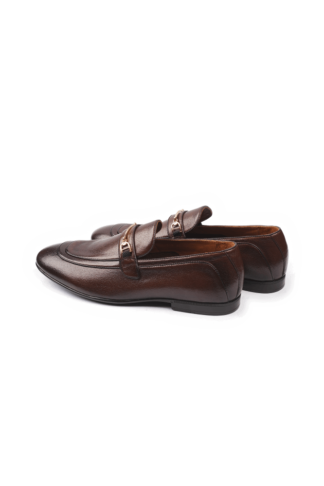Leather Formal Brown Shoes - Logo