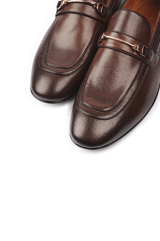 Leather Formal Brown Shoes - Logo