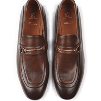 Leather Formal Brown Shoes - Logo