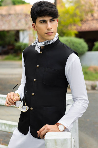 Blended Black Waist Coat - Almirah