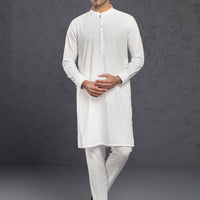 Blended White Kurta Trouser - Almirah