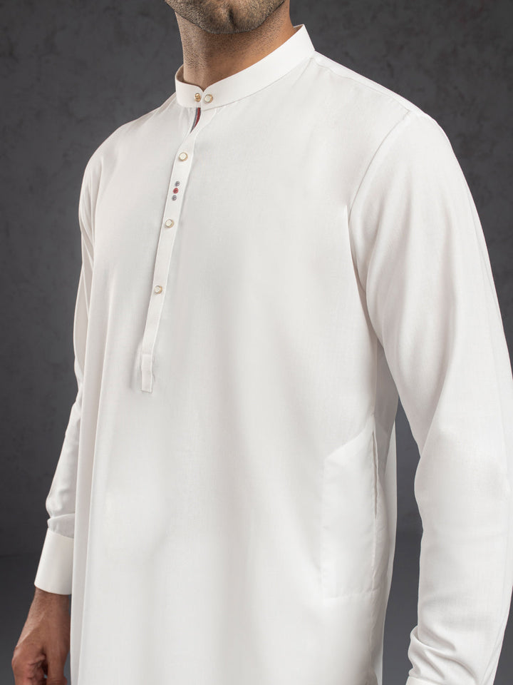 Blended White Kurta Trouser - Ethos by Almirah