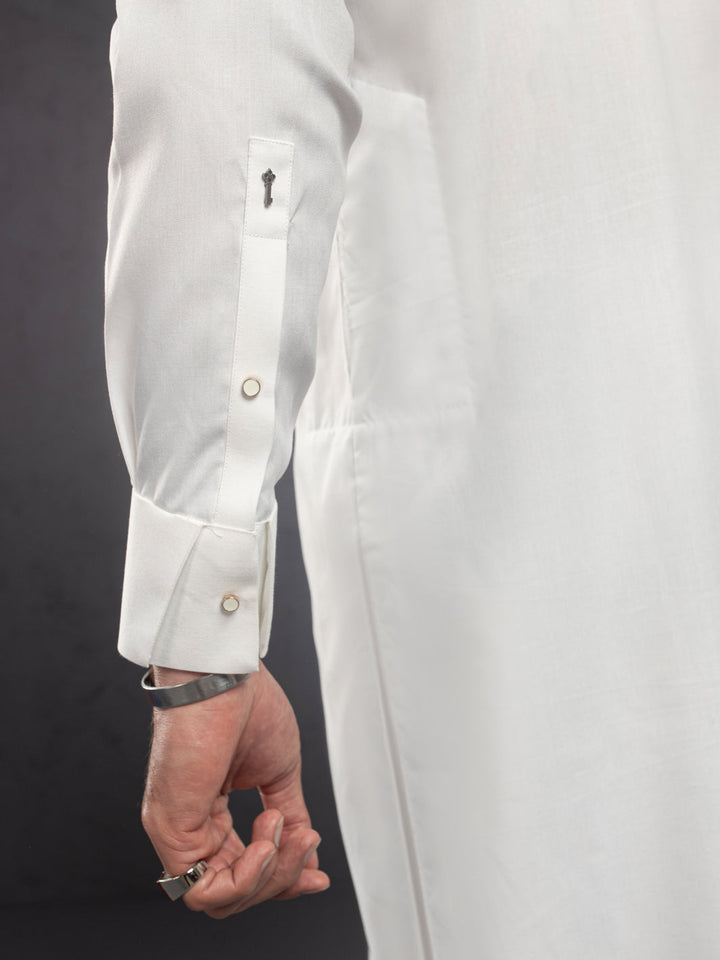 Blended White Kurta Trouser - Ethos by Almirah