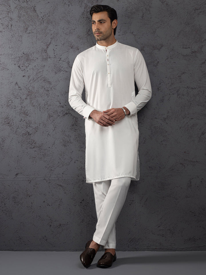 Blended White Kurta Trouser - Ethos by Almirah