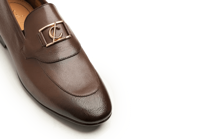 Leather Formal Brown Shoes - Logo
