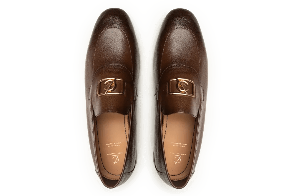 Leather Formal Brown Shoes - Logo