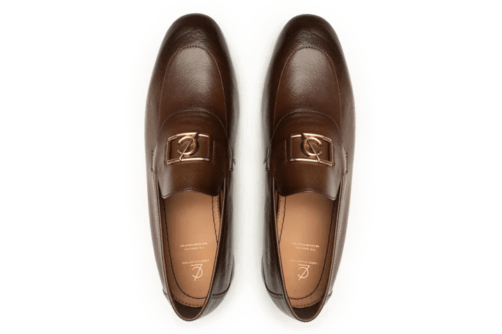 Leather Formal Brown Shoes - Logo