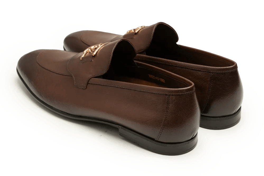 Leather Formal Brown Shoes - Logo