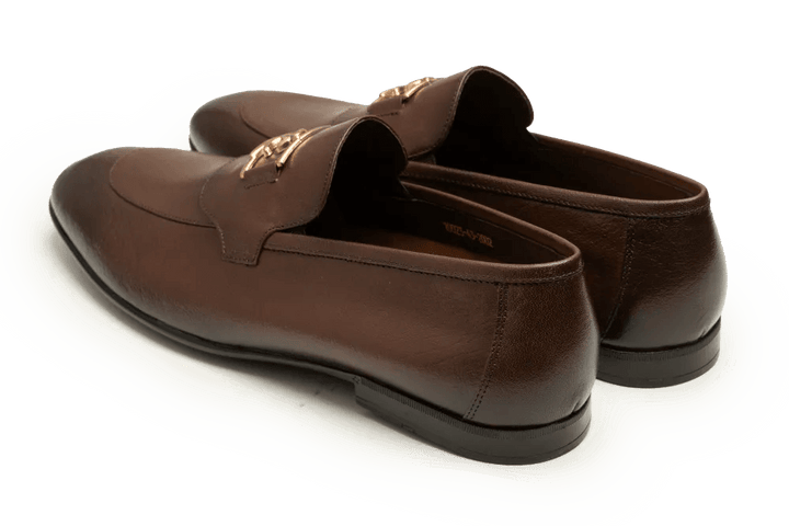 Leather Formal Brown Shoes - Logo