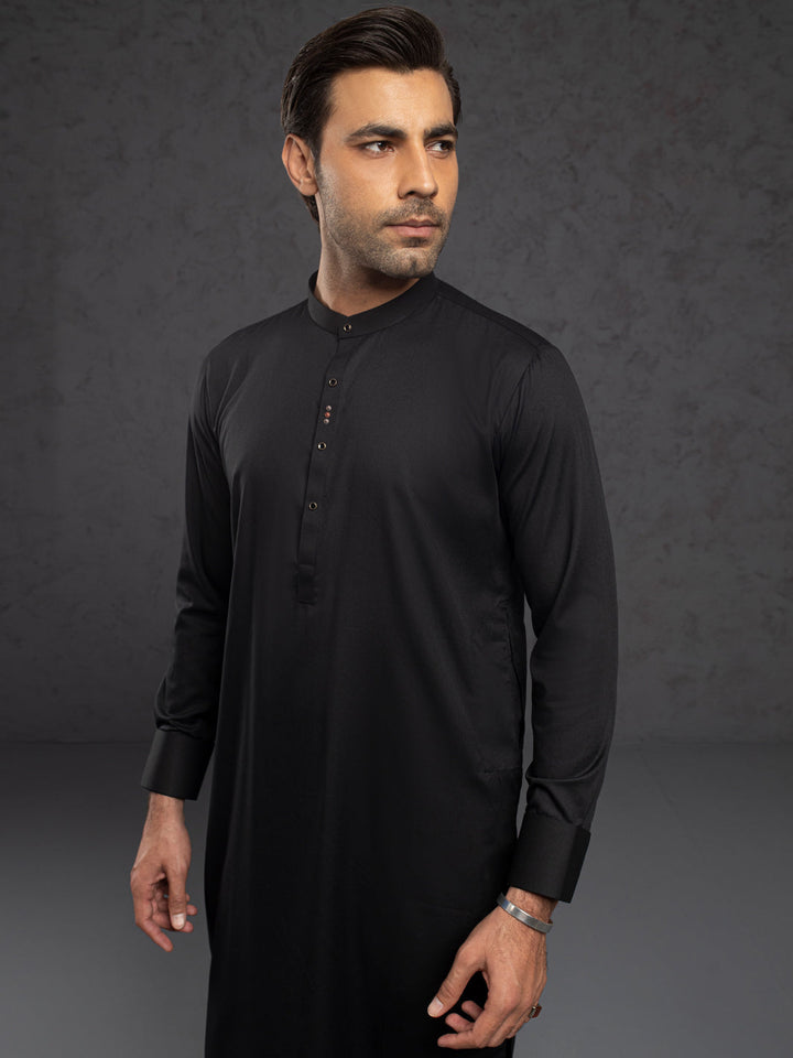 Blended Black Kurta Trouser - Almirah
