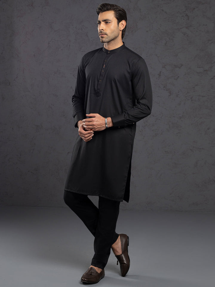 Blended Black Kurta Trouser - Almirah