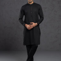 Blended Black Kurta Trouser- Almirah