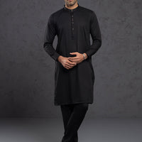 Blended Black Kurta Trouser - Almirah