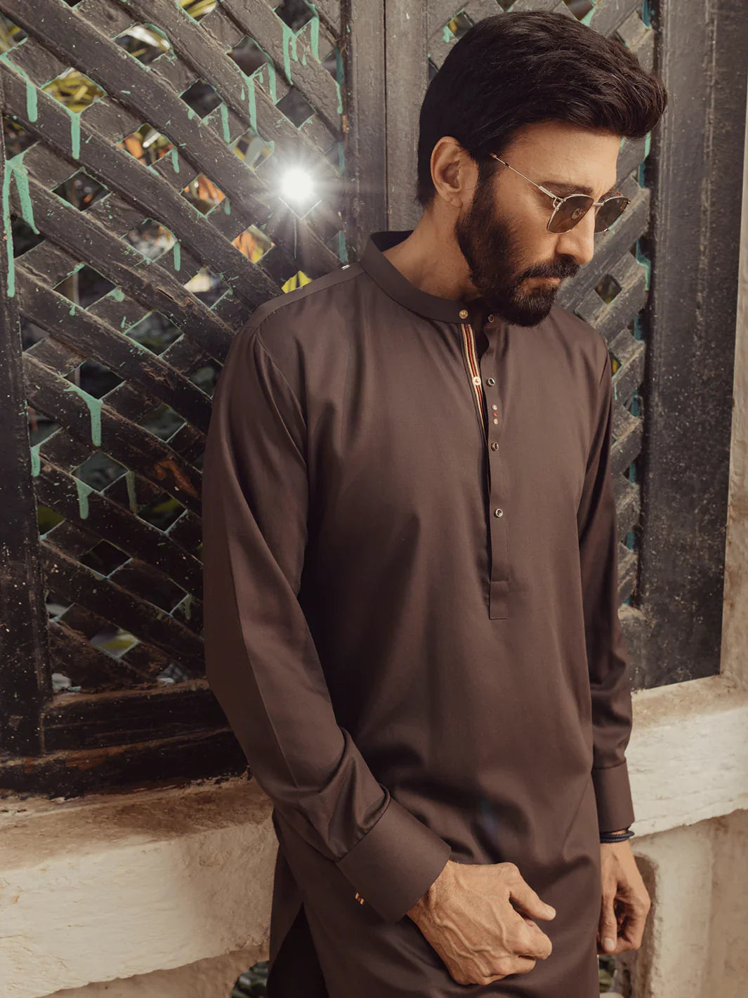 Blended Brown Kurta Trouser- Almirah