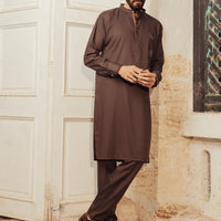 Blended Brown Kurta Trouser- Almirah