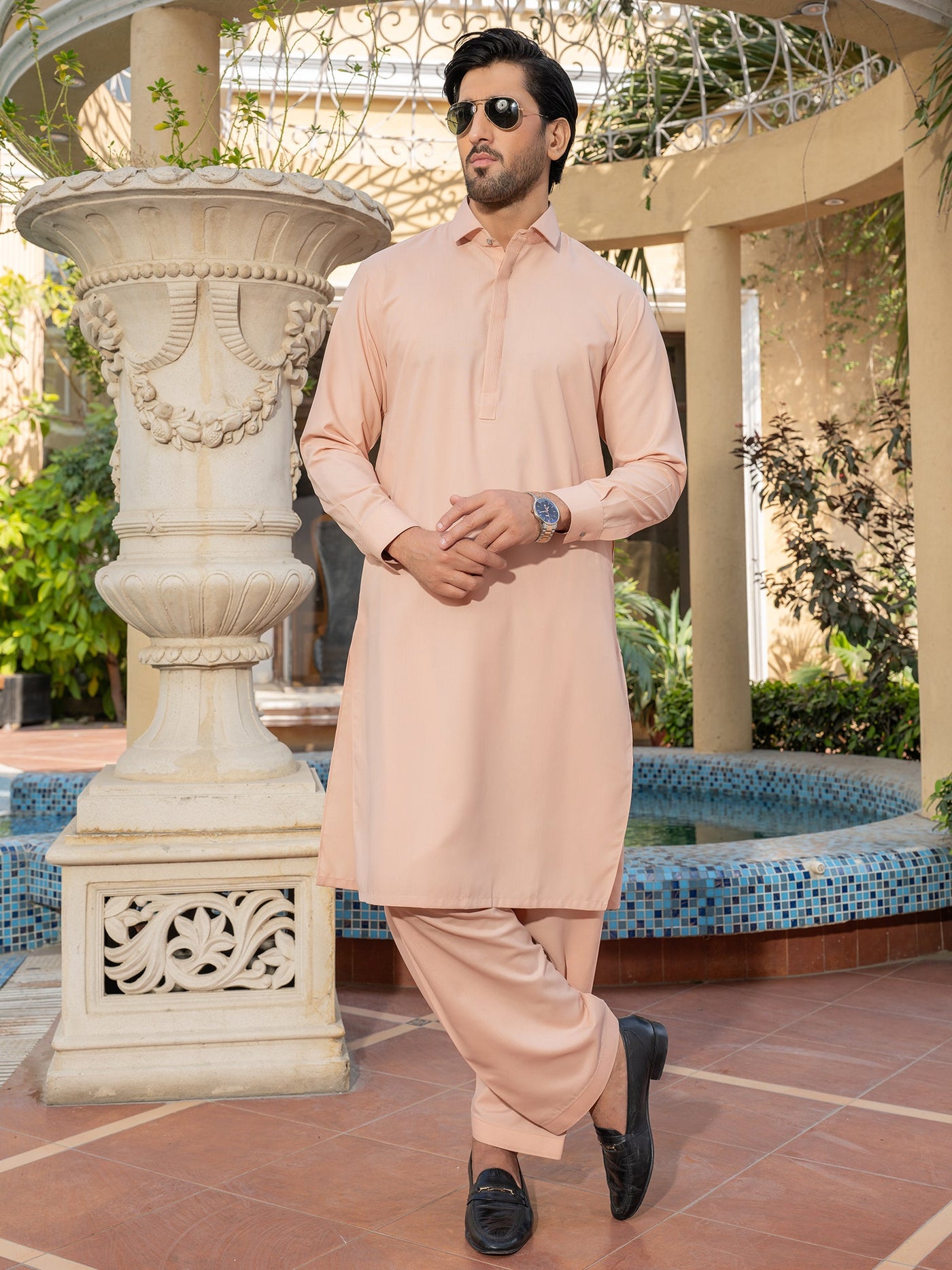 Blended Rose Dust Shalwar Kameez - J. Junaid Jamshed