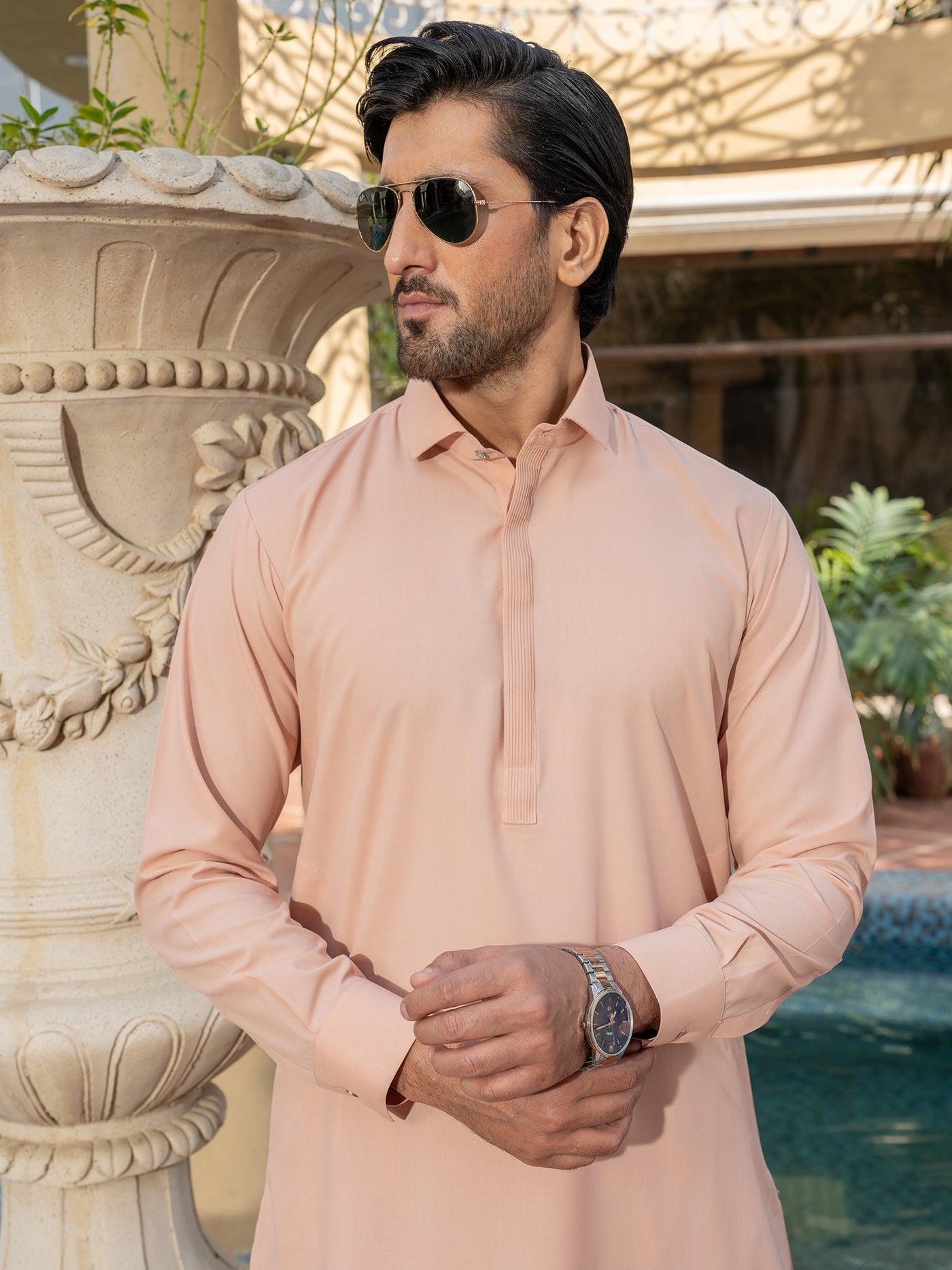 Blended Rose Dust Shalwar Kameez - J. Junaid Jamshed