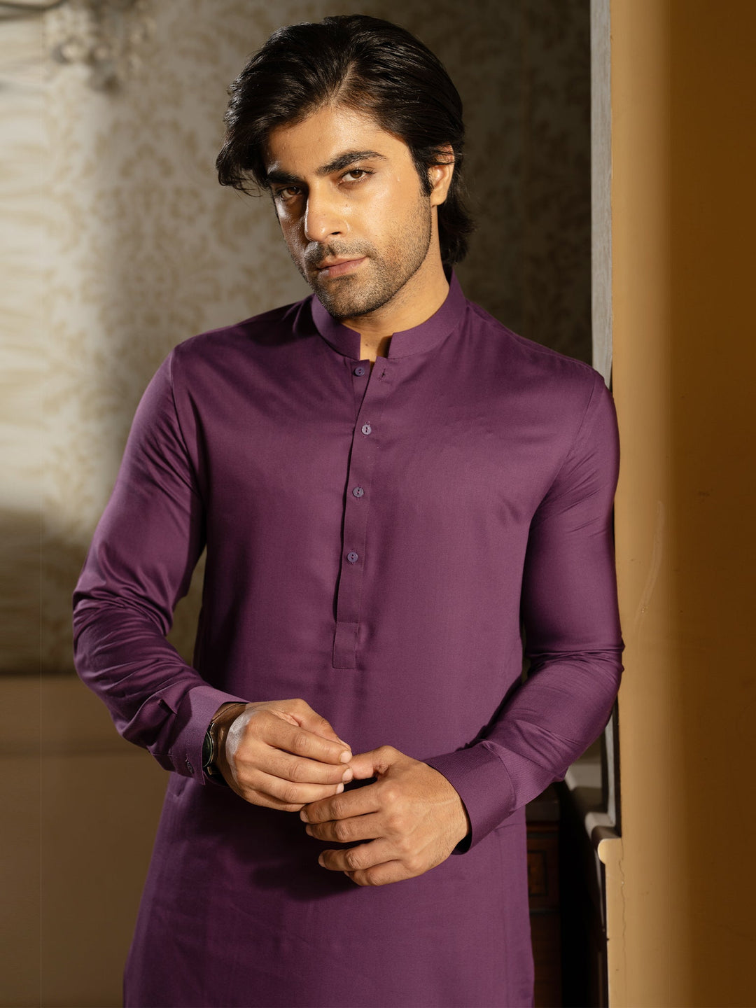 Blended Burberry Deep Purple Kurta Trouser - J. Junaid Jamshed