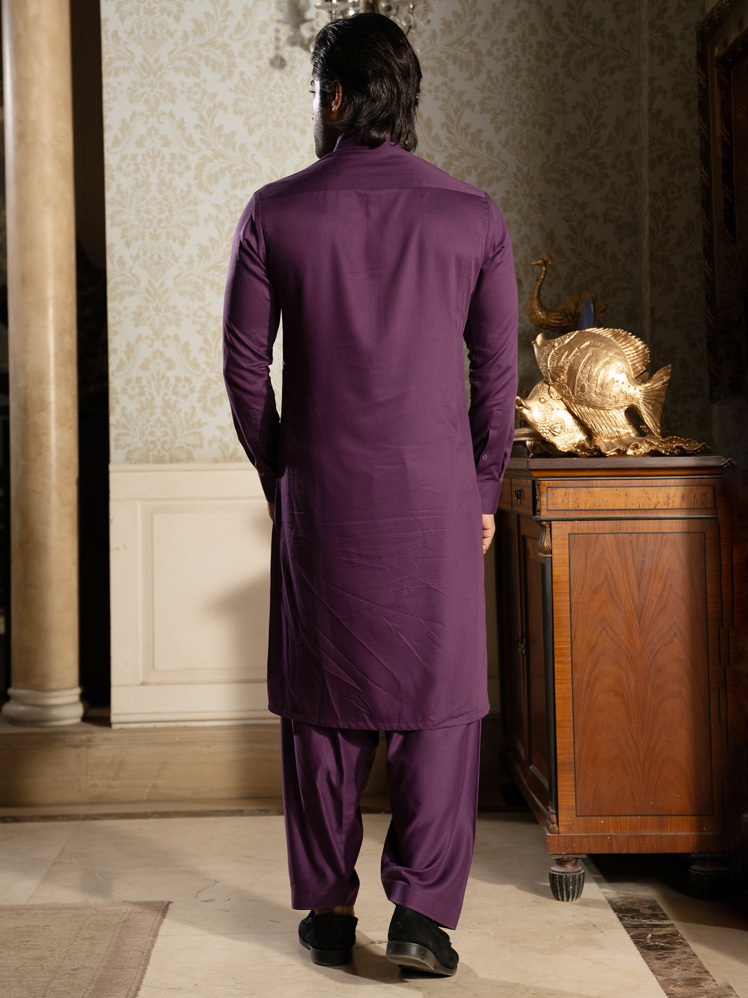 Blended Burberry Deep Purple Kurta Trouser - J. Junaid Jamshed