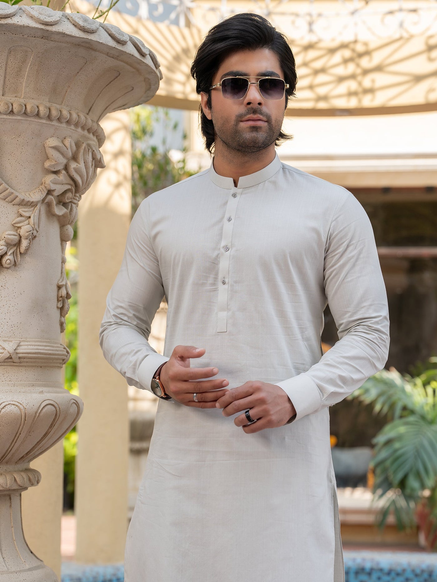 Textured Cotton Grey Shalwar Kameez - J. Junaid Jamshed