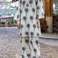 Square Dobby Cream Stitched Suit - Almirah