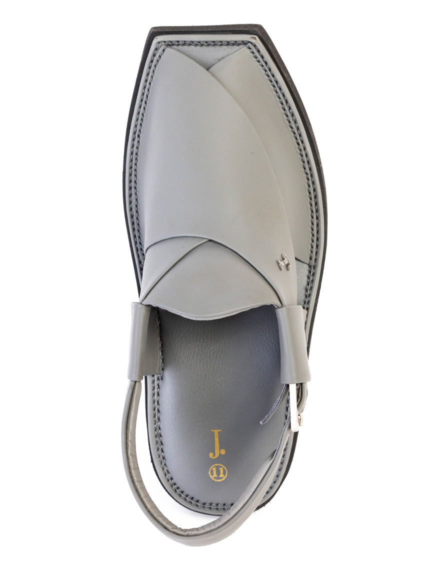 Plain Grey Peshawari Chappal - J. Junaid Jamshed