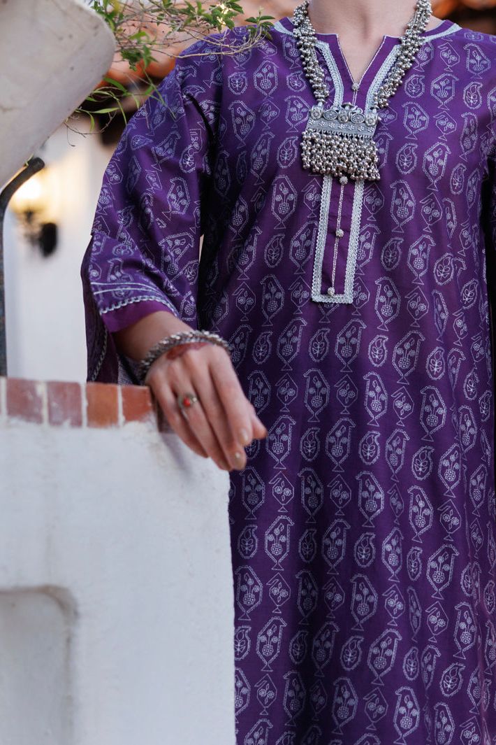 Lawn Purple Kurti- Almirah