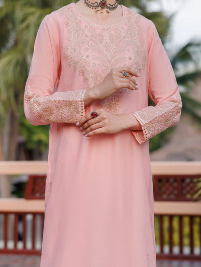 Khaddi Net Pink Kurti - Almirah