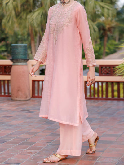 Khaddi Net Pink Kurti - Almirah