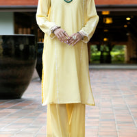 Khaddi Net Yellow Kurti - J. Junaid Jamshed