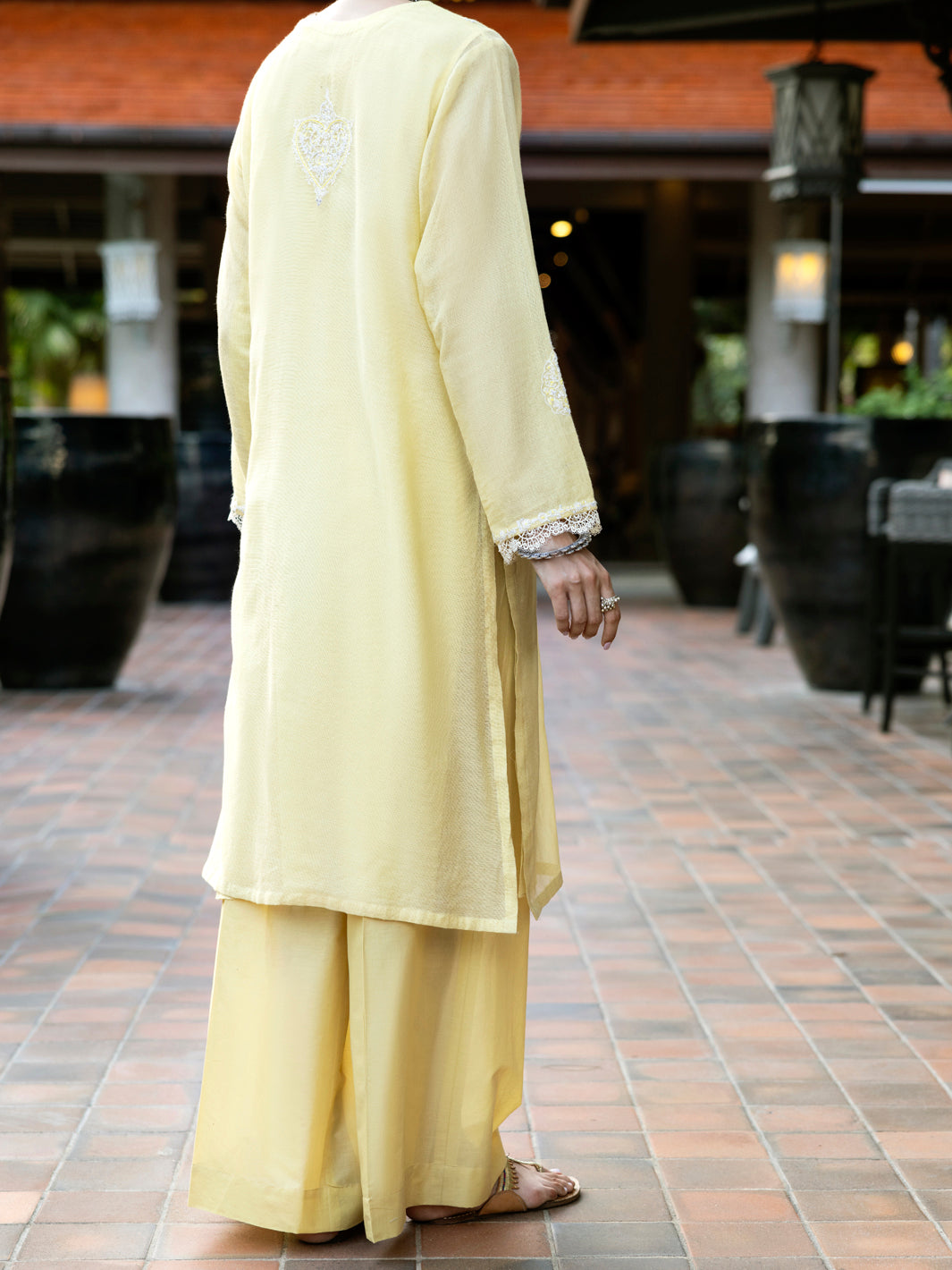 Khaddi Net Yellow Kurti - J. Junaid Jamshed