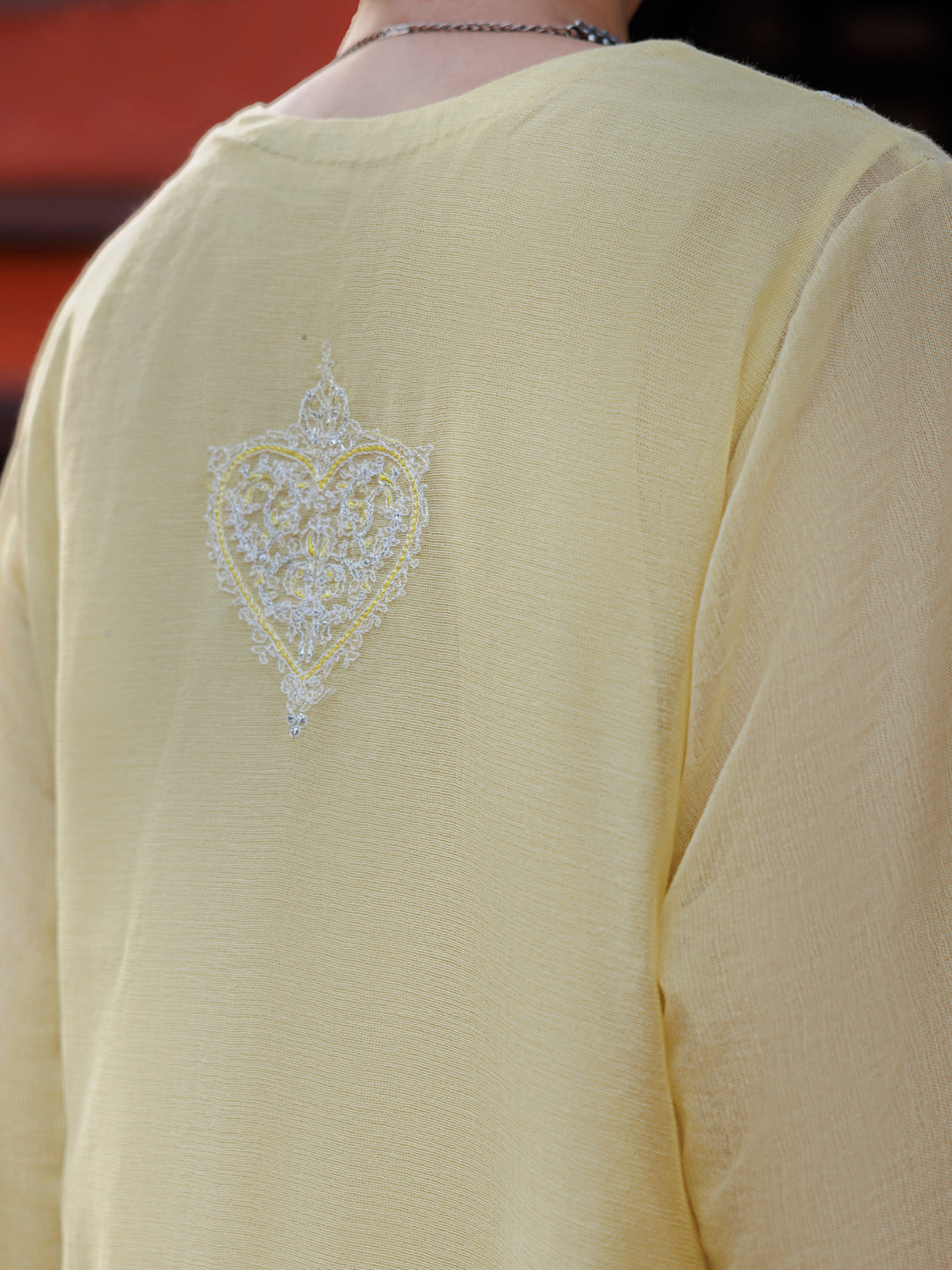 Khaddi Net Yellow Kurti - J. Junaid Jamshed