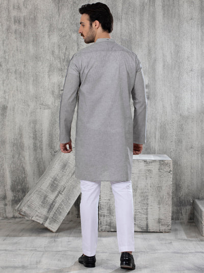 Polyester Viscose Grey Kurta - Almirah