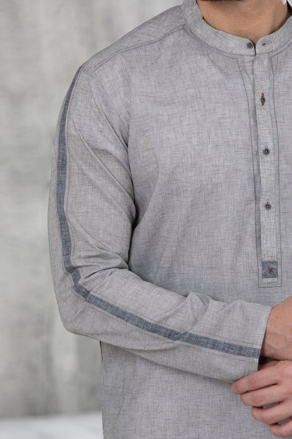 Polyester Viscose Grey Kurta - Almirah