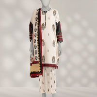 Cambric Cream Stitched Suit - J. Junaid Jamshed