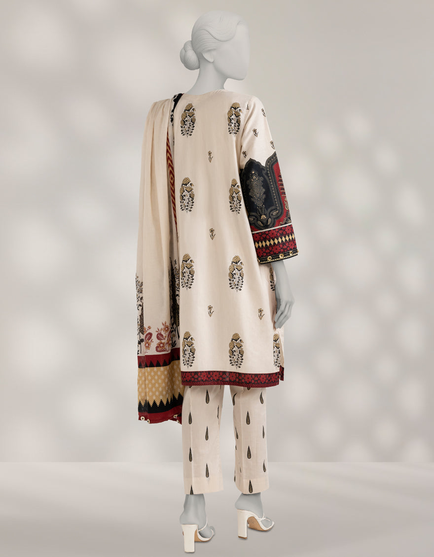 Cambric Cream Stitched Suit - J. Junaid Jamshed