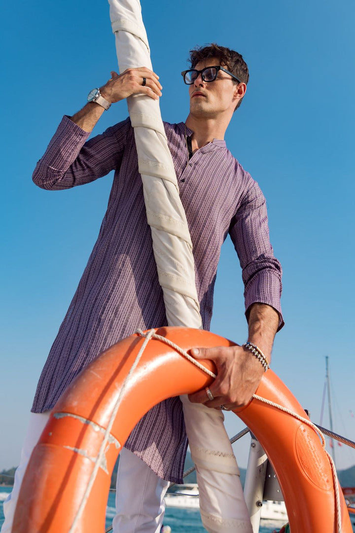 Cotton Purple Kurta - Almirah