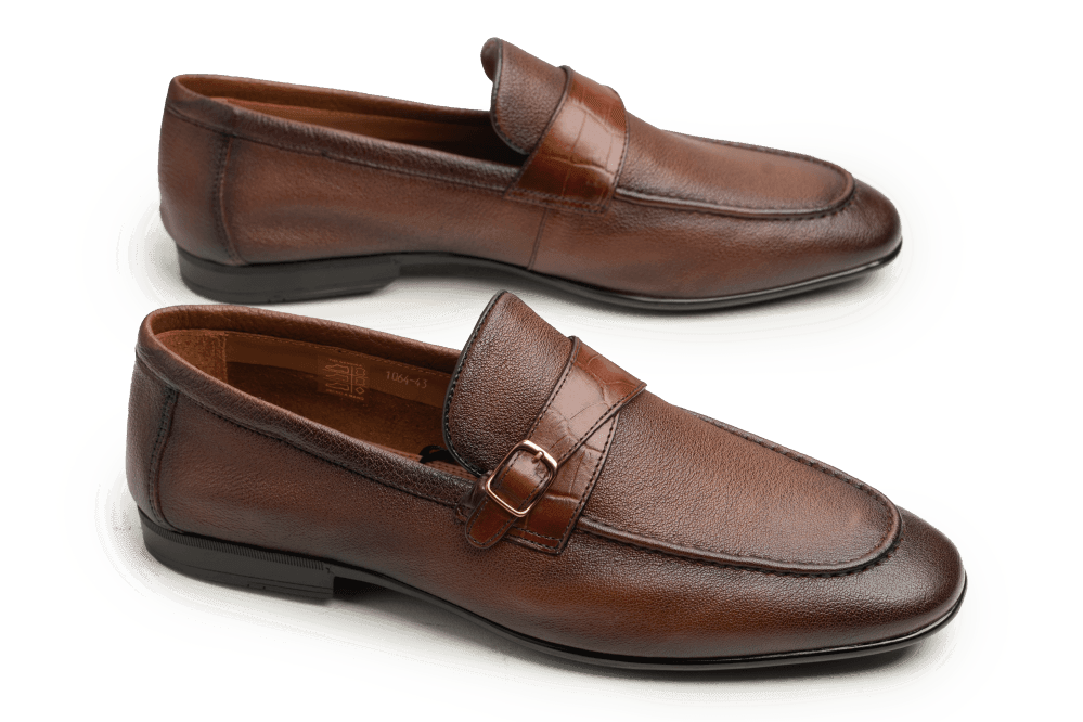 Leather Formal Brown Shoes - Logo
