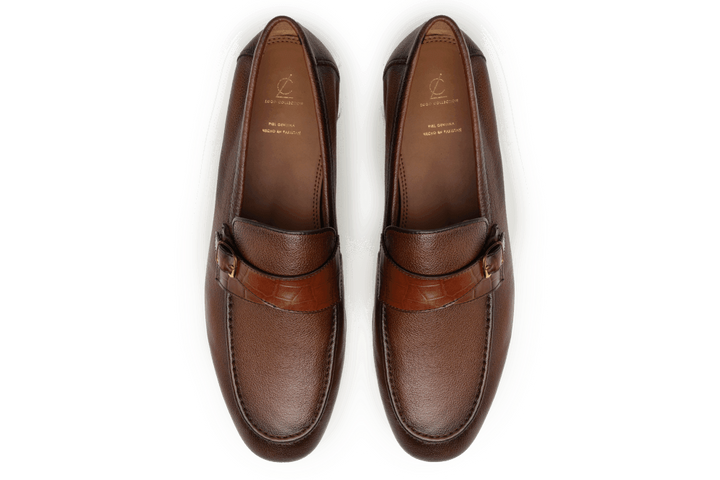 Leather Formal Brown Shoes - Logo
