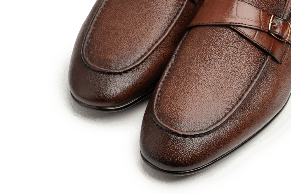 Leather Formal Brown Shoes - Logo