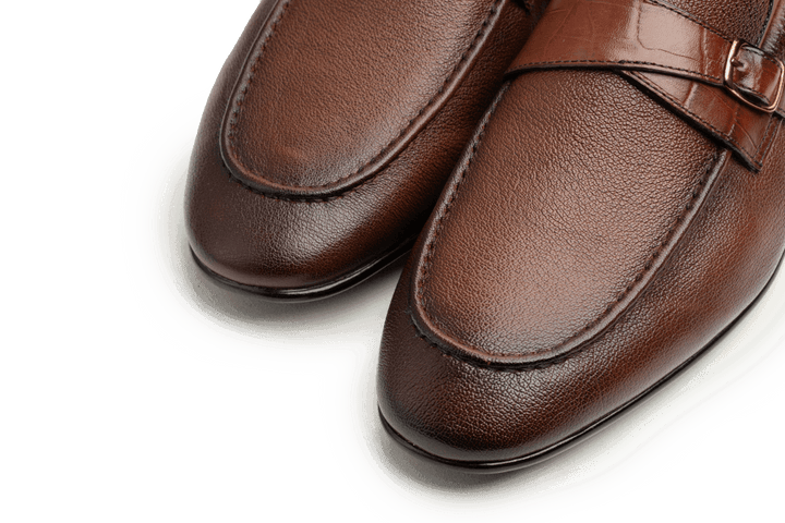 Leather Formal Brown Shoes - Logo