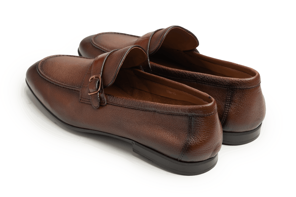 Leather Formal Brown Shoes - Logo