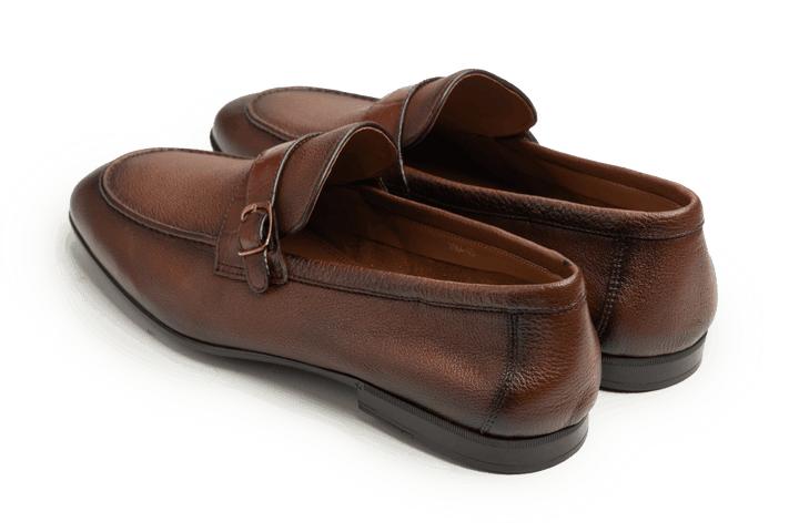 Leather Formal Brown Shoes - Logo