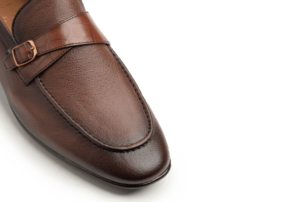 Leather Formal Brown Shoes - Logo