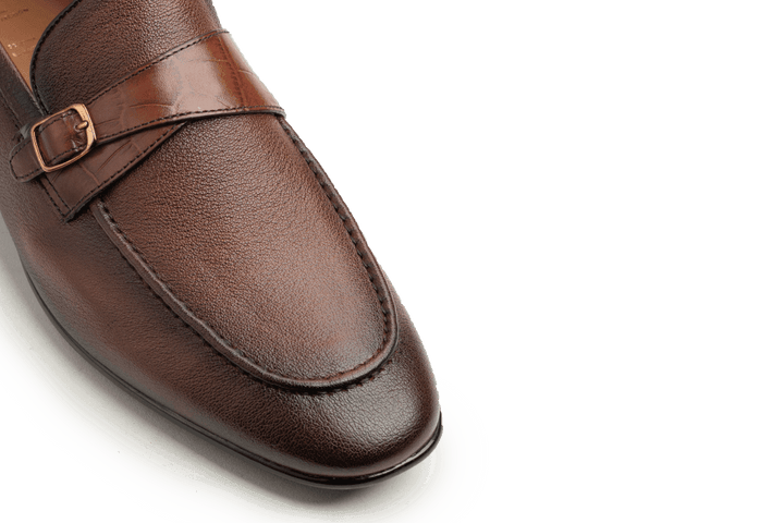 Leather Formal Brown Shoes - Logo