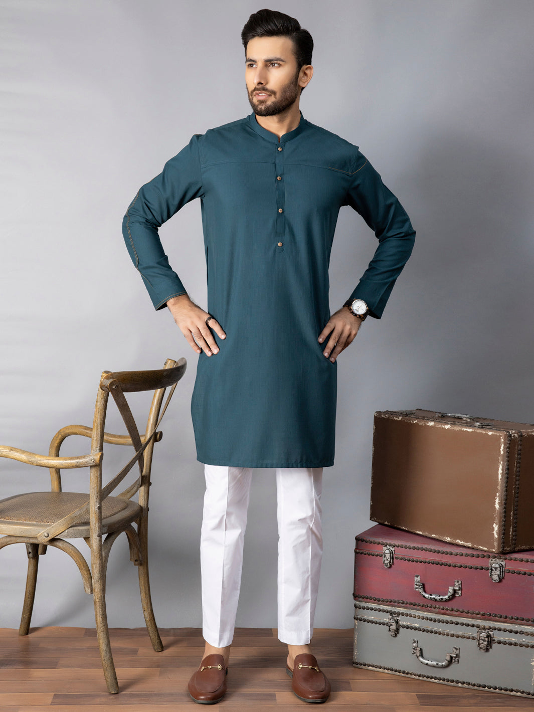 Polyester Viscose Green Kurta - Almirah